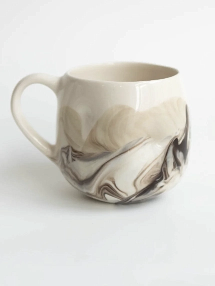 Кружка ручной работы РУКИ В ГЛИНЕ «Серый мрамор», керамика, 250 мл, круглая, фото 1.