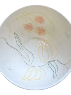 Пиала ручной работы Ладан керамика с цветами, полуфарфор, 300 мл