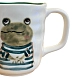Кружка ручной работы Ким керамика с росписью Лягушка в полосатом свитере, фарфор, 350 мл, превью фото 2