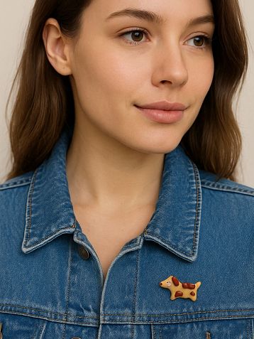 Брошь Радость Рядом «Пёсик», полимерная глина, коричневая, фото 3.