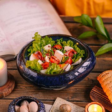 Тарелка камень плоский ручной работы VELES «Небо Валинора», фарфор, 550 мл, фото 2.