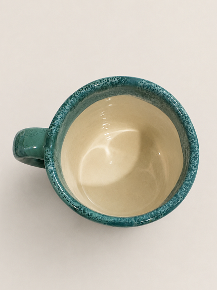 Кружка ручной работы Тата вытворяет/NF ceramics «Люблю раннее утро», светло-бирюзовая, керамика, 400 мл, фото 3.