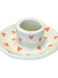 Подсвечник ручной работы «Сердечки», керамика