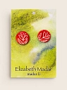 Серёжки-гвоздики Elizabeth Madar с цветочным орнаментом, круглые, керамика, красно-оранжевые, превью фото 1