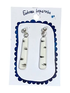 Серьги ручной работы Быкова керамика «‎Берёза»‎, фарфор