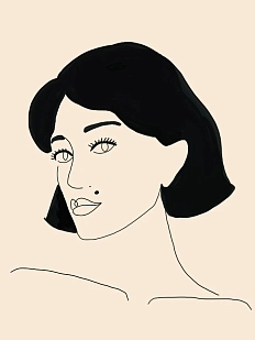 Постер интерьерный «Девушка с каре», А3