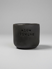 Стакан ручной работы с надписью «Slow living», коричневый, керамика, 350 мл