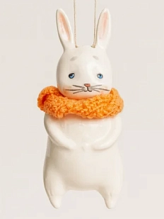 Ёлочная игрушка Ким керамика «Зайчик», 12 см, фарфор