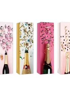 Пакет подарочный под бутылку Игристое, в ассортименте