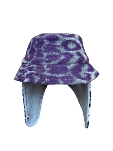 Шерстяная панама Гнёздышко с ушками серо-фиолетовый «Леопард»