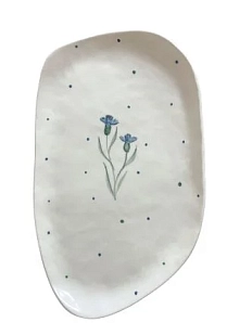 Блюдце ручной работы Верба керамика Василёк, керамика, 18 см