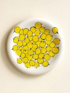Тарелка ручной работы Жёлтая черешня, керамика, 20 см
