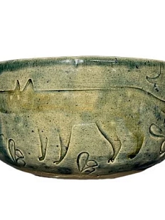 Пиала ручной работы «Волк», тёмно-зелёная, керамика, 11 см