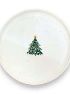 Тарелка Анна Герман с бортиками ручной работы «Ёлочка», белая, фарфор, 14 см