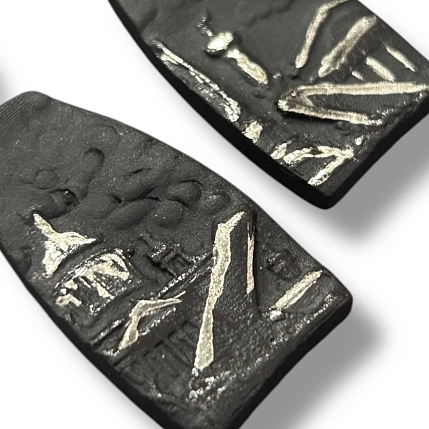 Серьги КерамЕлКа «Город», фарфор, чёрные, матовые, фото 3.