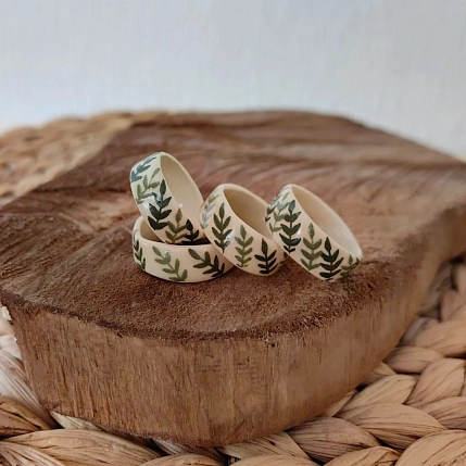 Кольцо Боттери керамика с веточками, керамика, фото 3.