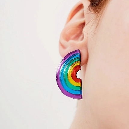 Серьги Monolama «Радуга», оргстекло, переработанный пластик, фото 3.