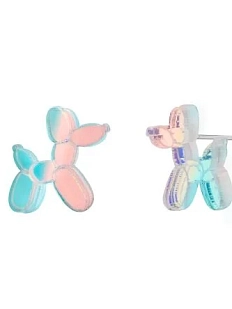 Серьги-гвоздики Monolama «Собаки из шариков», оргстекло, переливающиеся