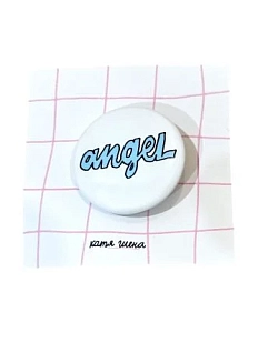 Закатной значок с надписью «Angel», голубой, металл, 25 мм