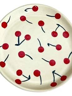 Тарелка ручной работы Малёма с росписью Вишня, керамика, 15 см