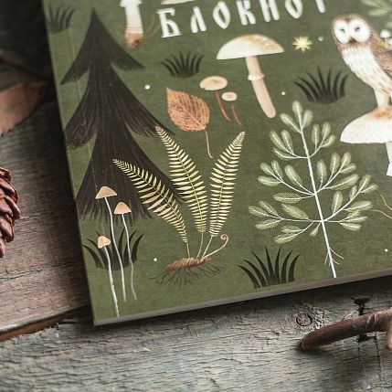 Блокнот «Совы на грибах», А5, 42 листа, зелёный, фото 3.