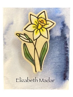 Брошь ручной работы Elizabeth Madar Нарцисс, керамика