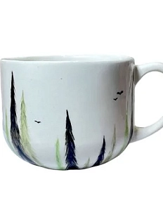 Кружка ручной работы Катя Вебер «Лес», белая, полуфарфор, 350 мл