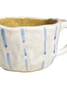 Кружка ручной работы с голубыми полосками
