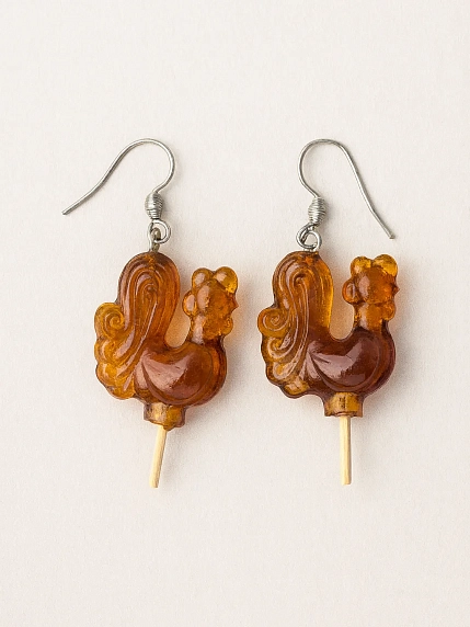 Серьги Подарки руками «Карамельные петушки», полимерная глина, фото 1.
