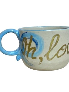 Кружка ручной работы c надписью «Lovely», синяя, керамика, 250 мл