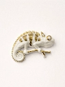 Брошь ручной работы Фарфор Булыгина «Хамелеон», бело-золотистая, превью фото 2