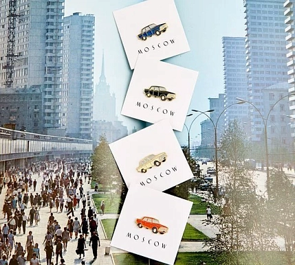 Металлический значок Heart of Moscow «Москвич зеленый» серия Москва, фото 2.