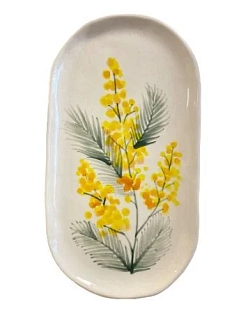 Блюдо ручной работы Верба керамика «Жёлтые цветы», овальное, керамика, 20 см