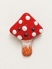 Брошь из полимерной глины «Мухомор», красная