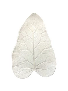 Блюдце ручной работы «Листик», белое, керамика, 14 см