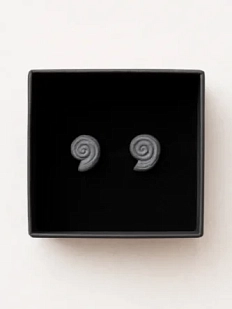 Сережки-гвоздики «Ракушки-завитки», чёрные, фарфор