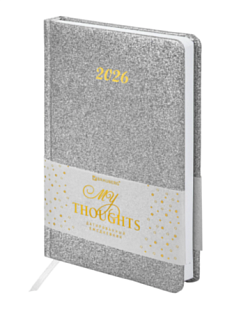 Ежедневник датированный 2026 BRAUBERG «Sparkle», серебристый, А5