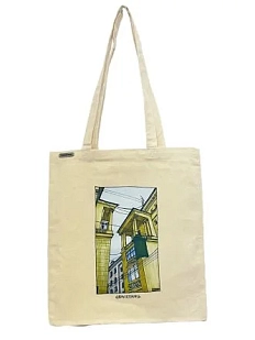 Сумка шоппер с дворами Петербурга «Дом на проспекте Стачек», бежевый