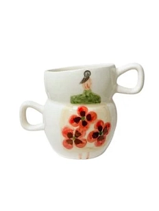 Кружка ручной работы Донышко-горлышко «Девочка», белая, керамика, 200 мл