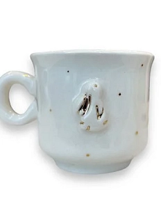 Чашка для чая ручной работы Анна Герман с зайчиком, белая, фарфор, 120 мл