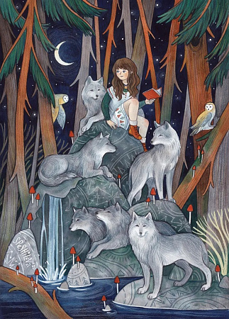 Открытка «Волки», художник Спешилова Анна