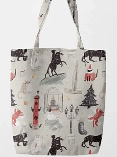 Сумка шоппер Забористый текстиль «Котики Петербурга. Зима», хлопок, бежевый