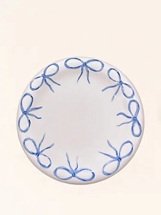 Тарелка ручной работы Домик на дереве с бантиками, бело-голубая, керамика, 20 см