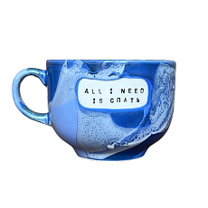 Кружка ручной работы NF ceramics «All i need is спать», синяя, керамика, 600 мл