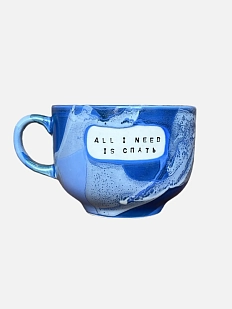 Кружка ручной работы NF ceramics «All i need is спать», синяя, керамика, 600 мл
