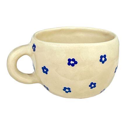 Кружка ручной работы с росписью Синие цветочки, керамика, 300 мл, фото 2.