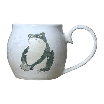 Кружка ручной работы Керумбия «Лягушки», серая, керамика, 450 мл, фото 2.