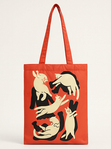 Сумка шоппер Валя Карнавалова «Котики», на молнии, водонепроницаемый, фото 1.