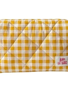 Косметичка ручной работы АМИ (Ami lé sac) «Moyen», жёлтая клетка
