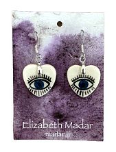 Серьги Elizabeth Madar в форме сердечек с серебряной фурнитурой «Голубые глаза», керамика